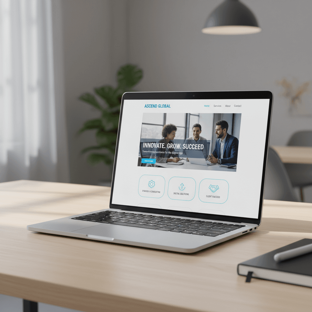 Professional business website displayed on laptop screen